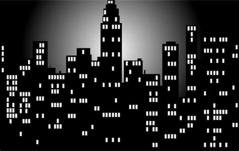 Black And White Night Time City Skyline Vector Image Public Domain