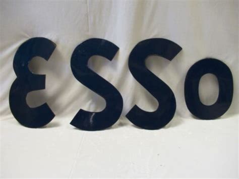 Esso Letters Gas Station Advertising Sign Porcelain Enamel Collectibles