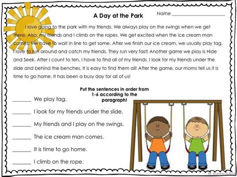 Sequential Order Activities For First And Second Graders First Grade