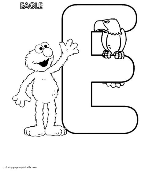 Elmo And An Eagle Sesame Street Alphabet Coloring Pages E Letter