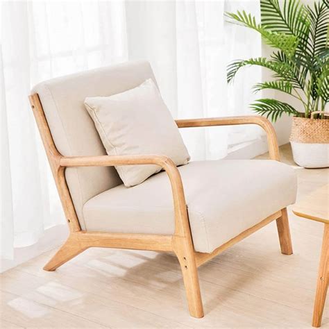 Lounge Arm Chair Mid Century Modern Accent Chair Wood Frame Armchair