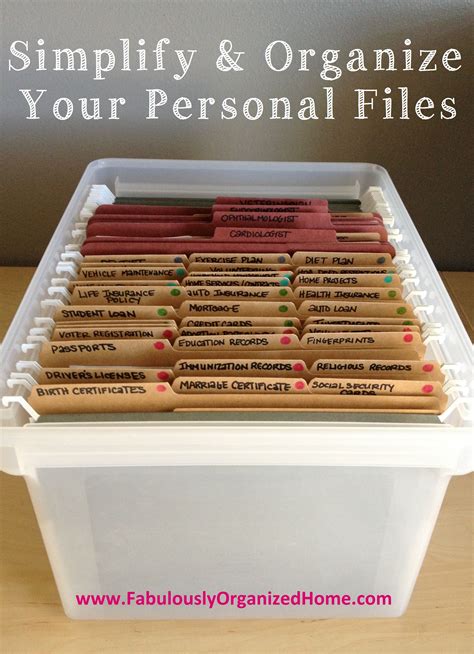 Creating Simplified Organized Personal Reference Files Fabulously