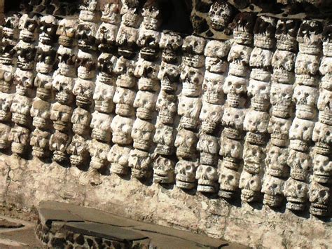 Wall Of The Skulls Aztec Ruins Templo Mayor Mexico City Dioses