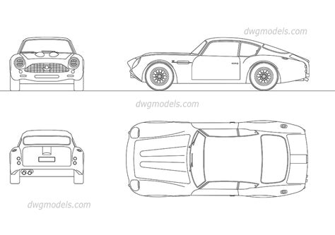 Aston Martin Db4 Free Cad Drawings 2d Vector Model Download Dfx Eps