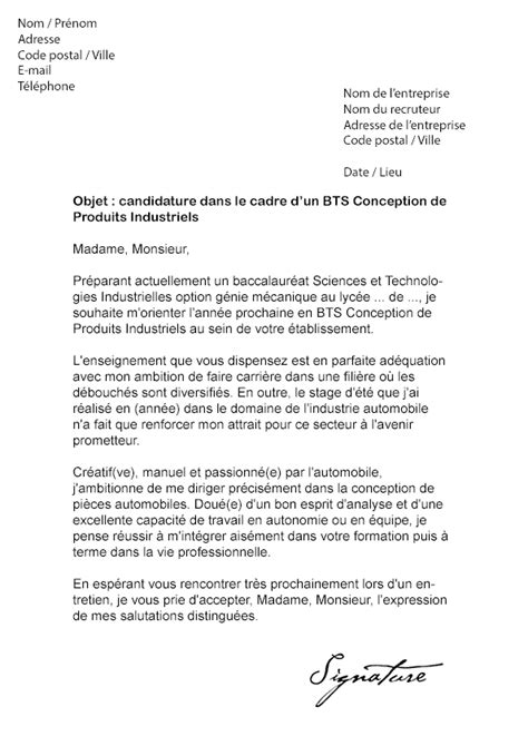 Exemple De Lettre De Motivation Pour Un Bts Ndrc  ingeguna