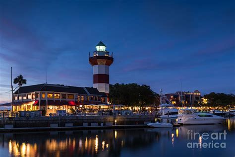 Harbour Town Lighthouse At Night Hilton Head Island South Carolina