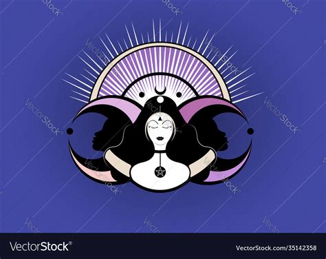 Wiccan Woman Triple Goddess Symbol Moon Phases Vector Image