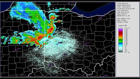 In contrast to the precipitation radar, the doppler radar does not measure the echoes, but the movement direction and speed of the wind, which is carrying small particles and. Terminal Doppler Weather Radar TDAY Dayton Ohio June 29 ...