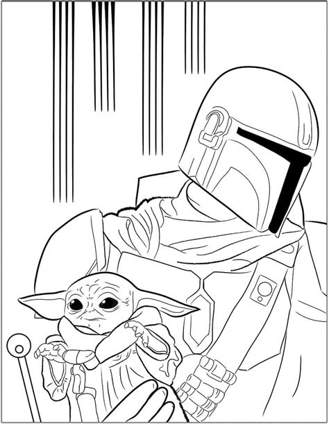 Mandalorian And Baby Yoda Coloring Page Free Printable Coloring Pages