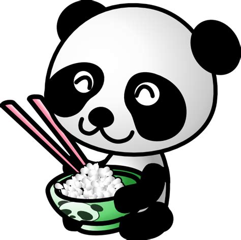 Panda Eating Rice Clip Art At Vector Clip Art