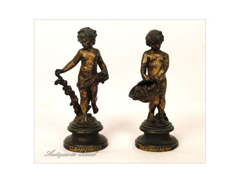 Pair Of Bronze Sculptures Amours A Moreau Nineteenth Century