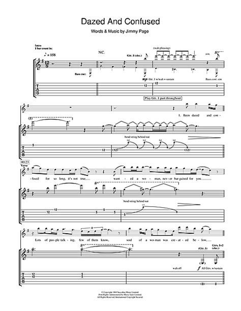 Dazed And Confused Bass Tab - Dazed And Confused Guitar Tab by Led Zeppelin (Guitar Tab – 111476)
