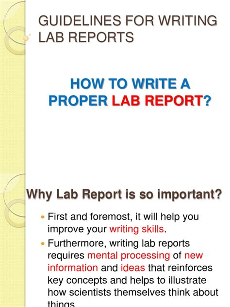 Guidelines For Writing Lab Reports Laboratories Information