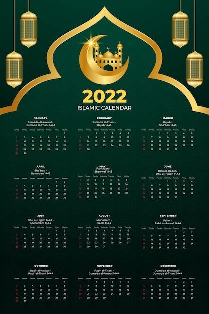 Premium Vector Gradient Islamic Calendar Template