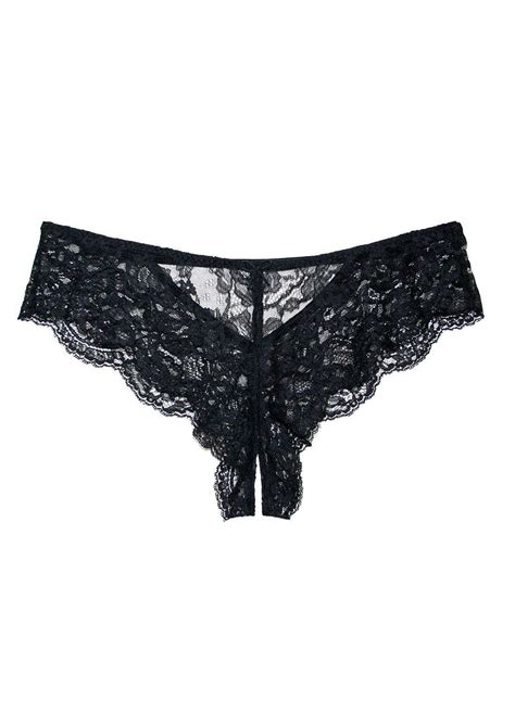 fleur du mal leavers lace crotchless panty in black lyst