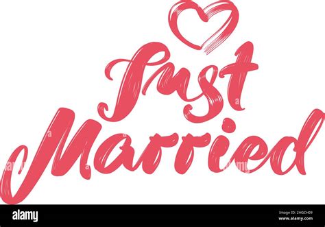 Just Married Text On The White Background Greeting Card Hand Drawn