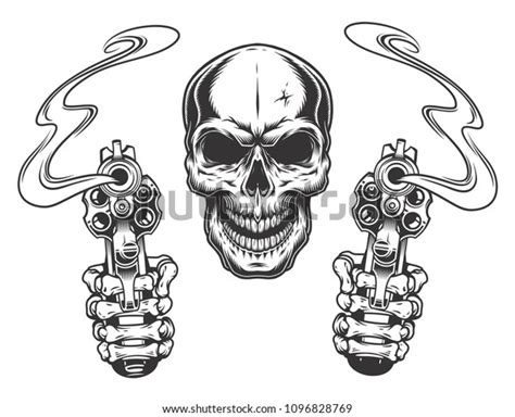 Gangster Skull With Guns