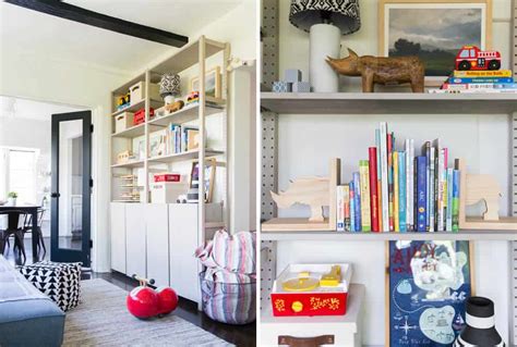 Suzannes Child Playroom Makeover Emily Henderson Styling Kids Shelf
