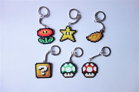 Super Mario Pixel Art Keychains Pins Magnets Or Earrings Perler