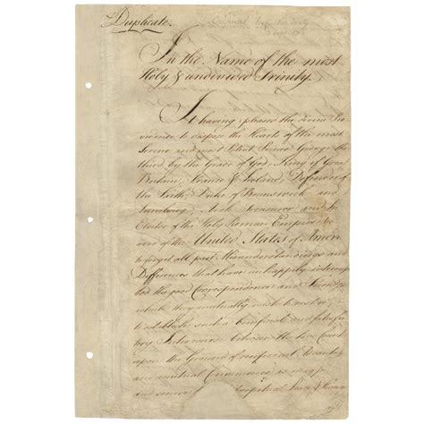 First Page Of Treaty Of Paris 1783 It Ended The American Revolutionary