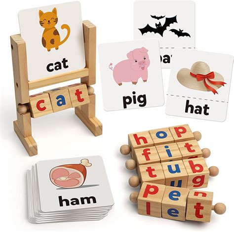 Buy Coogam Wooden Reading Blocks Short Vowel Rods Spelling Games Flash