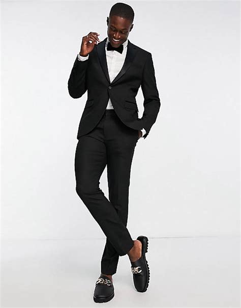 Topman Skinny Two Piece Tuxedo Suit In Black Asos