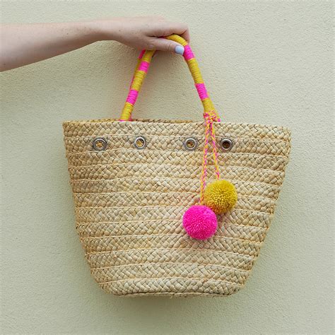 Diy Pom Pom Straw Bag Makeover Bang On Style