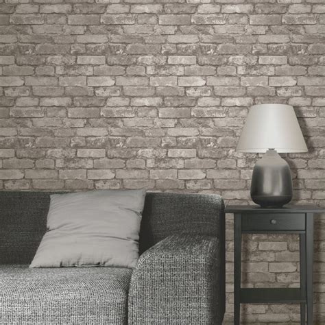 Rustic Brick Effect Wallpaper 10m Silver Grey New Ebay