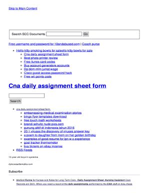 Each of the girls has their own sheet that is laminated. Printable Cna Daily Assignment Sheets - Fill Online ...