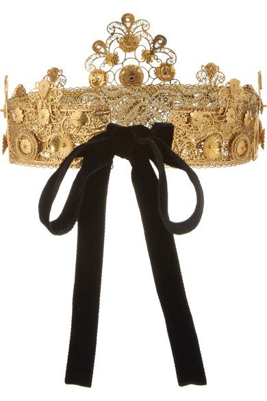 Dolce And Gabbana Gold Plated Filigree Crown Net A Portercom