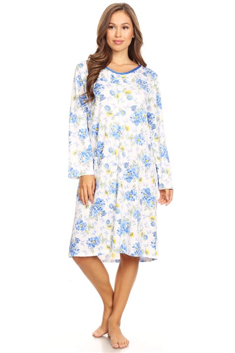 6007 Womens Nightgown Sleepwear Pajamas Woman Long Sleeve Sleep Dress