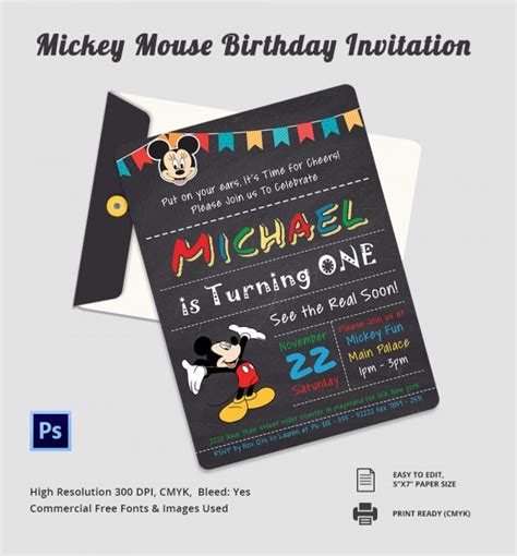 Mickey Mouse Head Template For Invitations