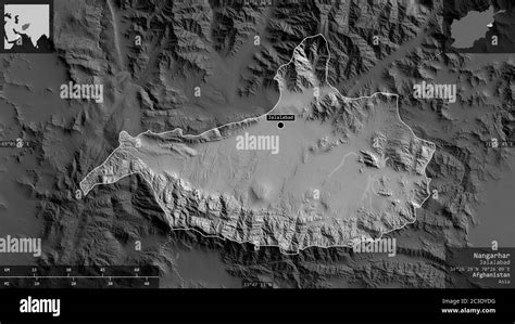 Nangarhar Province Of Afghanistan Grayscaled Map With Lakes And