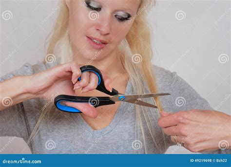 Woman With Scissors Stock Photo Image Of Sharp Adult 49219698
