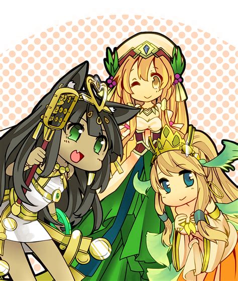 Bastet Freyja And Holy Ceres Puzzle And Dragons Drawn By Hisui