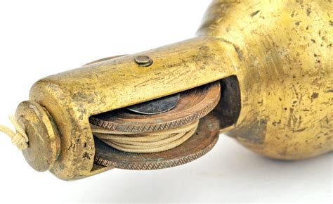 Large 7″ Brass Plumb Bob With Reel Vintage Vials Antique Tools