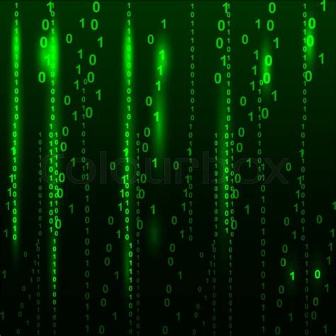 Binary Code Flowing Over A Green Stock Vector Colourbox