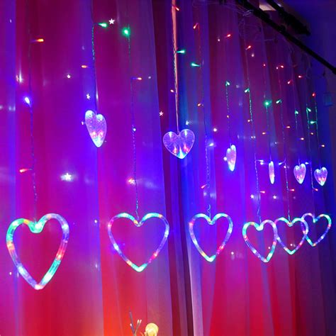 Heart Curtain Lights 12 Stars 138 Led 8 Modes Stars Shaped String