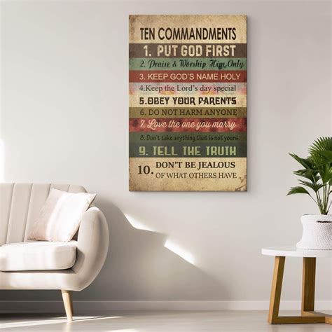 Ten Commandments Christian Canvas Print Christian Wall Art Christian