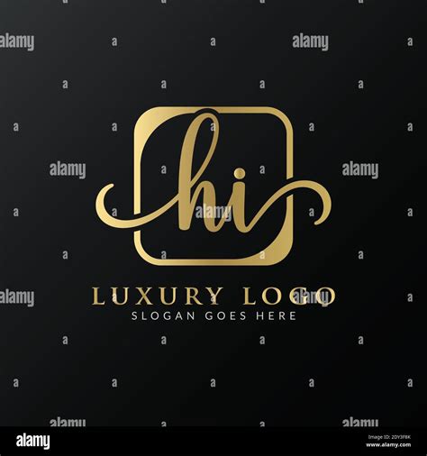 Hi Logo Design Vector Template Initial Luxury Letter Hi Vector