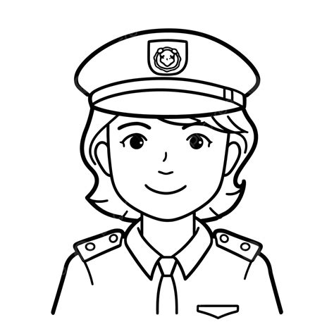 Simple Outline Drawing Of A Female Police Officer Sketch Vector Police