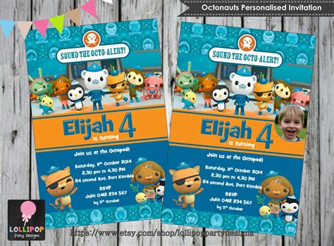 OCTONAUTS INVITATION Personalised Printable Invites Digital Print DIY Birthday Party