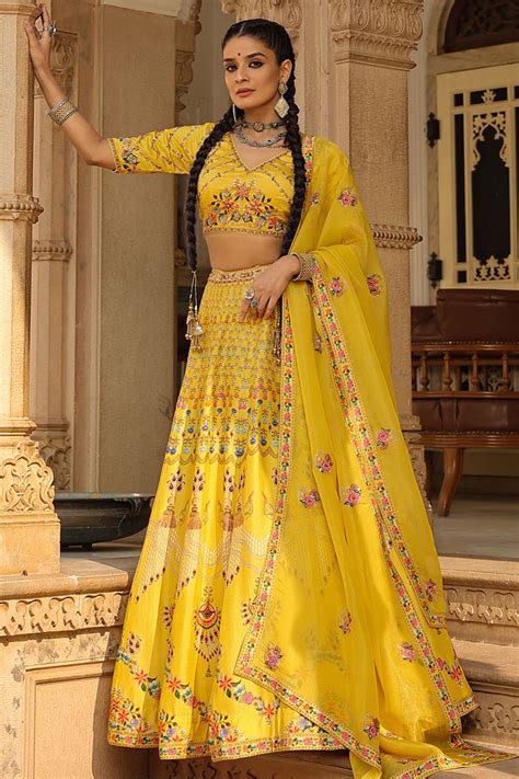 Enticing Yellow Colored Designer Lehenga Choli Shop Wedding Lehenga