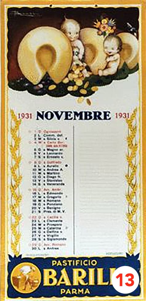 The Adolfo Busi Calendar 1931 Archivio Storico Barilla