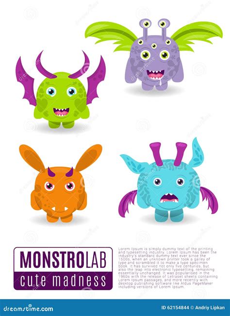 Monsters Vector Set Cute Cartoon Monsters CartoonDealer Com 62154844