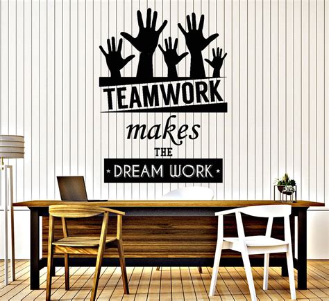 Cool Vinyl Decal Wall Sticker Office Quote Teamwork Makes The Dreamwor