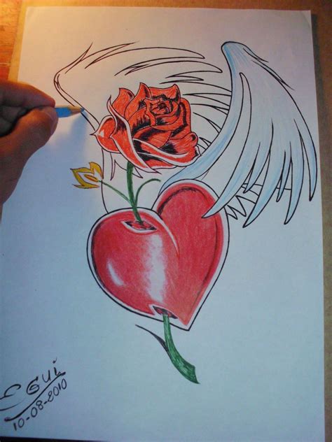 Dibujos Corazones Con Rosas Colorear De A Lapiz Atravesadas Tumblr