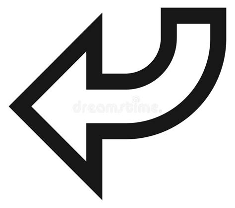 Return Icon Black Line Left Arrow Symbol Stock Vector Illustration
