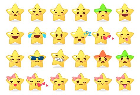 Collection Of Different Emoticons Of Cute Star 1308748 Vector Art At