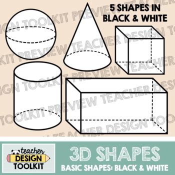 D Shapes Clip Art Basic Black And White Jpeg Png Math Geometry